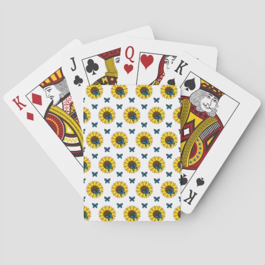 Sonnenblumen und Blauer Schmetterling Spielkarten (Rückseite)