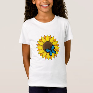 Sonnenblumen und Blauer Schmetterling T-Shirt