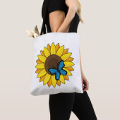 Sonnenblumen und Blauer Schmetterling Tasche (Von Nahem)