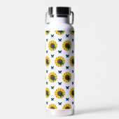 Sonnenblumen und Blauer Schmetterling Trinkflasche (Vorne)