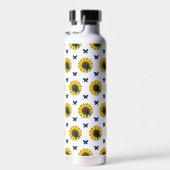 Sonnenblumen und Blauer Schmetterling Trinkflasche (Rechts)
