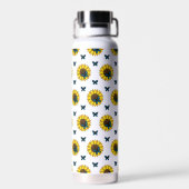 Sonnenblumen und Blauer Schmetterling Trinkflasche (Rückseite)