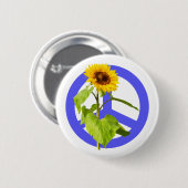 Sonnenblumen und Blaues Friedenssymbol Button (Vorne & Hinten)