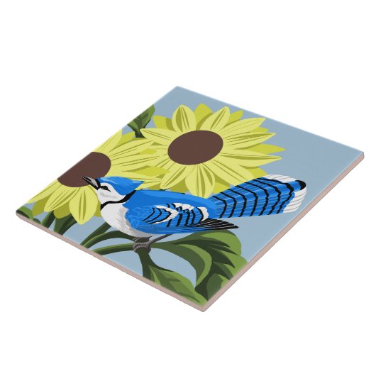 Sonnenblumen und blaues Jay Fliese (Seite)