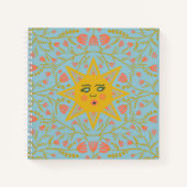 Sonnenblumen und blühende Weinberge Muster blau Notizblock (Vorderseite)