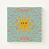 Sonnenblumen und blühende Weinberge Muster blau Notizblock (Rückseite)