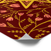 Sonnenblumen und blühende Weinberge Muster Boho Bu Poster (Ecke)