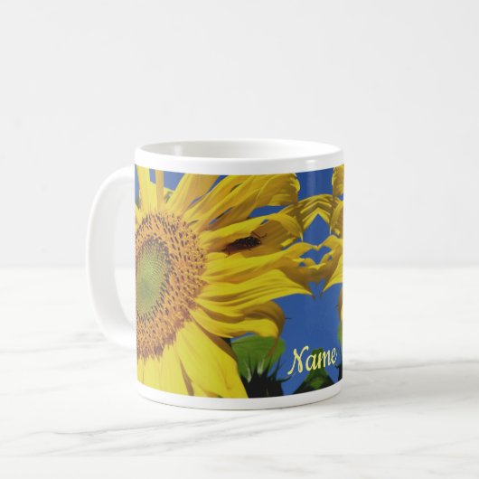 Sonnenblumen und Blume Personalisiert Kaffeetasse (Vorderseite Links)