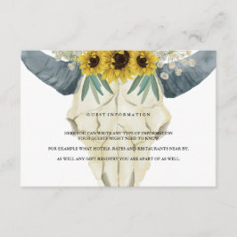 Sonnenblumen und Bull Watercolor Gästebuchsinforma Begleitkarte