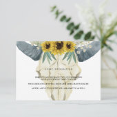 Sonnenblumen und Bull Watercolor Gästebuchsinforma Begleitkarte (Stehend Vorderseite)