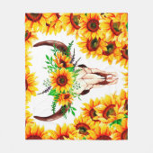 Sonnenblumen und Bullenschädel Fleecedecke (Vorderseite)