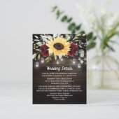 Sonnenblumen und Burgunder Rote Rose Rustikale Hoc Begleitkarte (Stehend Vorderseite)