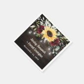 Sonnenblumen und Burgunder Rote Rose Rustikale Hoc Serviette (Ecke)