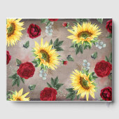 Sonnenblumen und Burgunder Rote Rosen Rustikaler F Gästebuch (Rückseite)