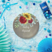 Sonnenblumen und Burgunder Rote Rosen Rustikales L Pappteller (Party)