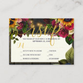 Sonnenblumen und burgundische Rose rustikale Hochz Begleitkarte (Vorderseite)