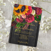 Sonnenblumen und burgundische Rose rustikale Hochz Einladung