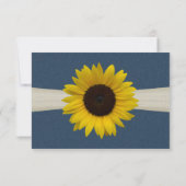 Sonnenblumen und Burlap Blue Response Card RSVP Karte (Rückseite)