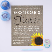 Sonnenblumen und Burlap, Floristrische Werbung Flyer (Einzeln)