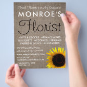 Sonnenblumen und Burlap, Floristrische Werbung Flyer (Hand)