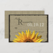 Sonnenblumen und Burlap-Reaktion RSVP Karte (Vorne/Hinten)