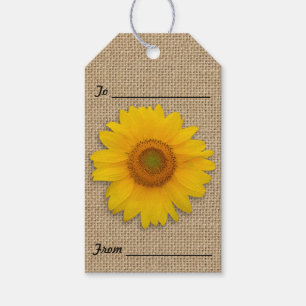 Sonnenblumen und Burlap-Rustikale Geschenketiketts Geschenkanhänger