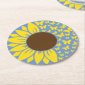 Sonnenblumen und Butterfly Blau und Gelb Untersetz Runder Pappuntersetzer (Angewinkelt)