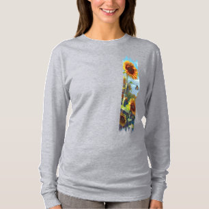 Sonnenblumen und Butterfly Pinselstrich T-Shirt