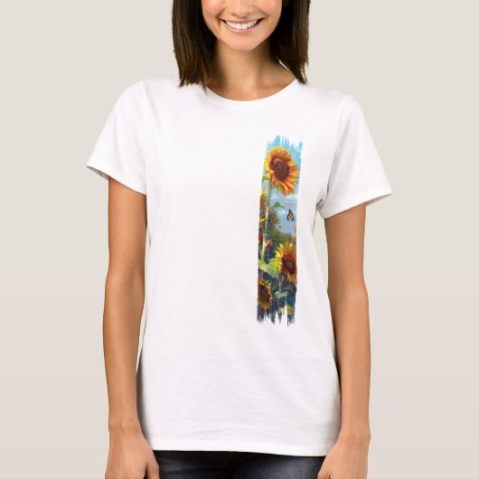Sonnenblumen und Butterfly Pinselstrich T-Shirt (Vorderseite)