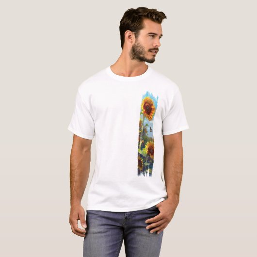Sonnenblumen und Butterfly Pinselstrich T-Shirt (Vorne ganz)