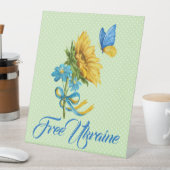 Sonnenblumen und Butterfly Ukraine Unterstützung Sockelschild (In Situ)