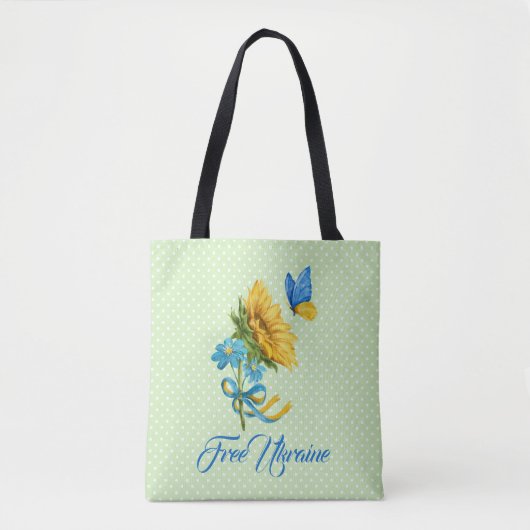 Sonnenblumen und Butterfly Ukraine Unterstützung Tasche (Vorderseite)