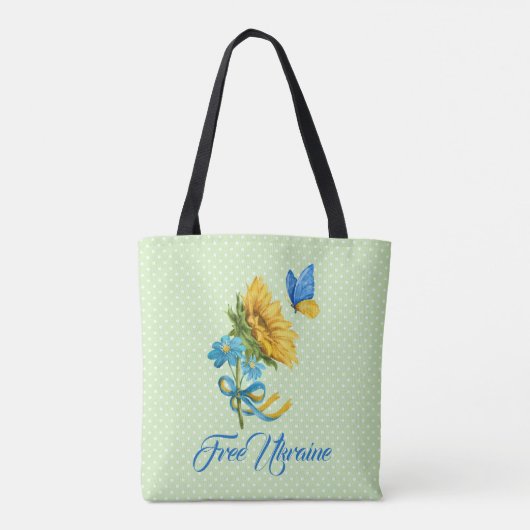Sonnenblumen und Butterfly Ukraine Unterstützung Tasche (Rückseite)