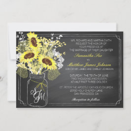 Sonnenblumen und Chalkboard Hochzeitkarte Einladung