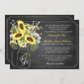 Sonnenblumen und Chalkboard Hochzeitkarte Einladung (Vorne/Hinten)