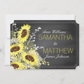 Sonnenblumen und Chalkboard Hochzeitskarte Einladung (Rückseite)