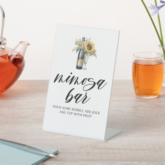 Sonnenblumen und Champagner Mimosa Bar Sign Sockelschild (In SItu)