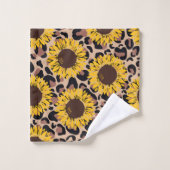 Sonnenblumen und Cheetah Print  Badhandtuch Set (Waschlappen)