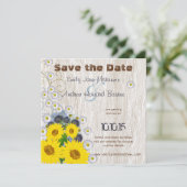 Sonnenblumen und Daisies Holzkörner Save the Date (Stehend Vorderseite)