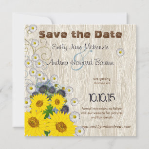 Sonnenblumen und Daisies Holzkörner Save the Date