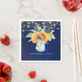 Sonnenblumen und Daisies Navy Blue Rustic Mason Ja Serviette (Beispiel)