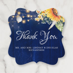 Sonnenblumen und Daisies Rustikaler Fall der Navy Geschenkanhänger