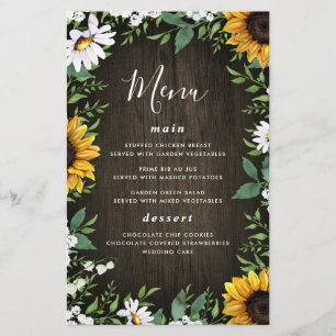 Sonnenblumen und Daisy Rustic Wood Wedding Karten