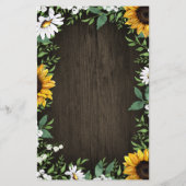 Sonnenblumen und Daisy Rustic Wood Wedding Karten (Rückseite)
