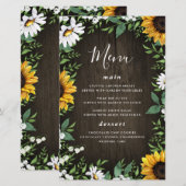 Sonnenblumen und Daisy Rustic Wood Wedding Karten (Vorne/Hinten)