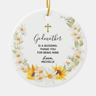 Sonnenblumen und Daisy Wreath Floral Godmutterpfei Keramik Ornament