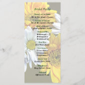 Sonnenblumen und das Hochzeitsprogramm von Daisies Programm (Rückseite)