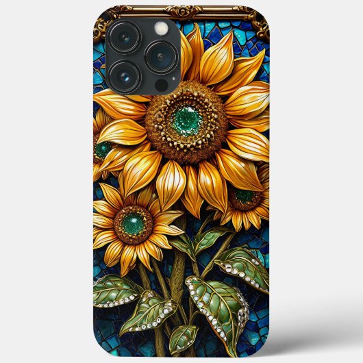 Sonnenblumen und dekorative Rahmen Case-Mate iPhone Hülle (Rückseite)