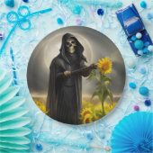 Sonnenblumen und der grimmige Sensenmann Pappteller (Party)