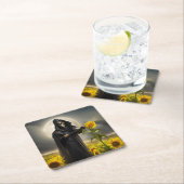 Sonnenblumen und der grimmige Sensenmann Rechteckiger Pappuntersetzer (Vor Ort)